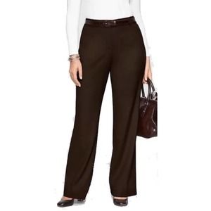 Talbots Heritage Pants Womens Pleated Stretch High Rise Professional Brown 12